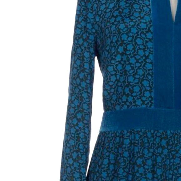 Boden Annabelle Midi Dress in Chatsworth Green Vine with Blue Velvet - Picture 7 of 9